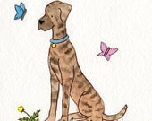 Great Dane Art Print- Puppy Dog Nursery Art- Sweet Sinder- 8x10 Archival PRINT- Brindle Great Dane