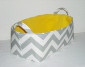 Fabric Basket Organizer Bin -Gray and White Chevron