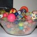 Vintage Bouncy Balls Bowl of colorful one of a kind bouncy balls large and small Retro art panton
