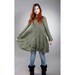 Flower Bud Linen Long Coat in Olive
