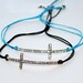 Curved Crystal Cross - Black Pull Bracelet