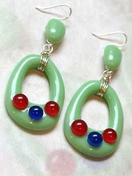 Wire Wrapped Hoop - Fused Glass
