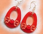 Orange You Glad You Looked - Fused Glass Hoop Earrings