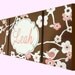 large girls nursery art- personalized triptych painting- name monogram initials- hand painted- M2M decor- pink brown flowers