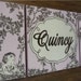 large modern nursery art- personalized triptych painting-name monogram initials- toile- M2M decor-pink brown