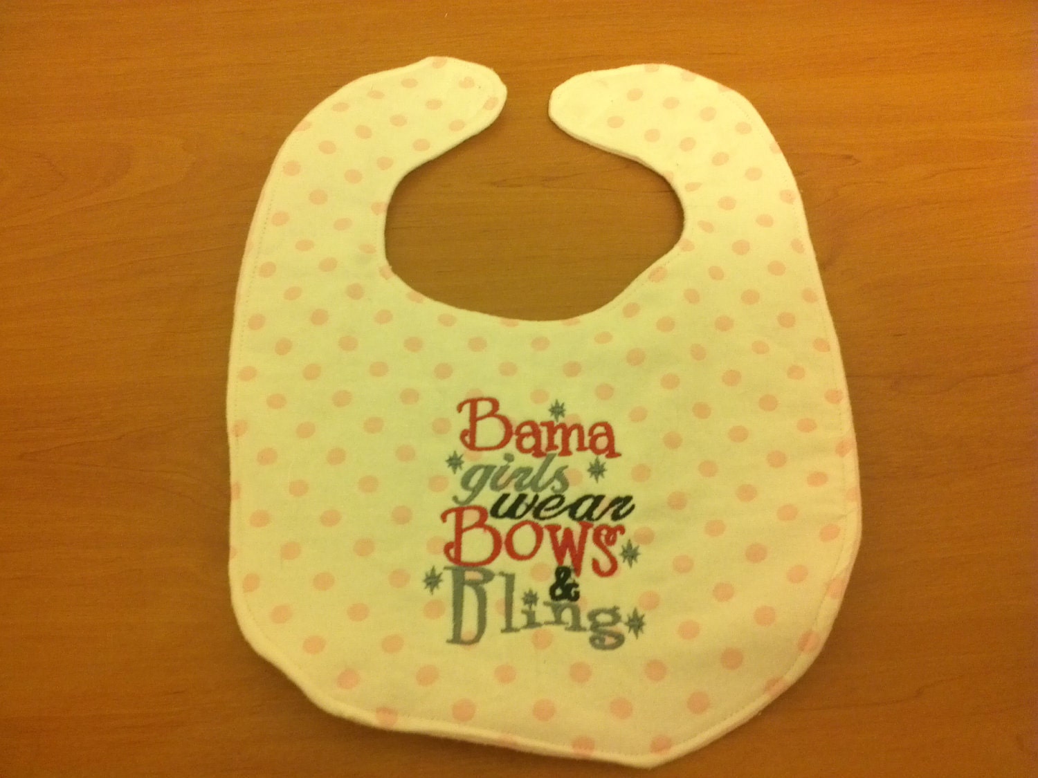 Bama Girls Wear Bows & Bling Embroidery Handmade Baby Bib