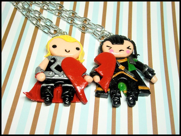 Thor/Loki BFF Heart Necklace Set