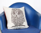 Screen Printed Owl Pillow Cover 16x16"