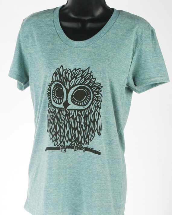 Owl on Tri-Lemon Tri Blend Women's American Apparel T Shirt