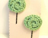 Green rosette bobby pin set