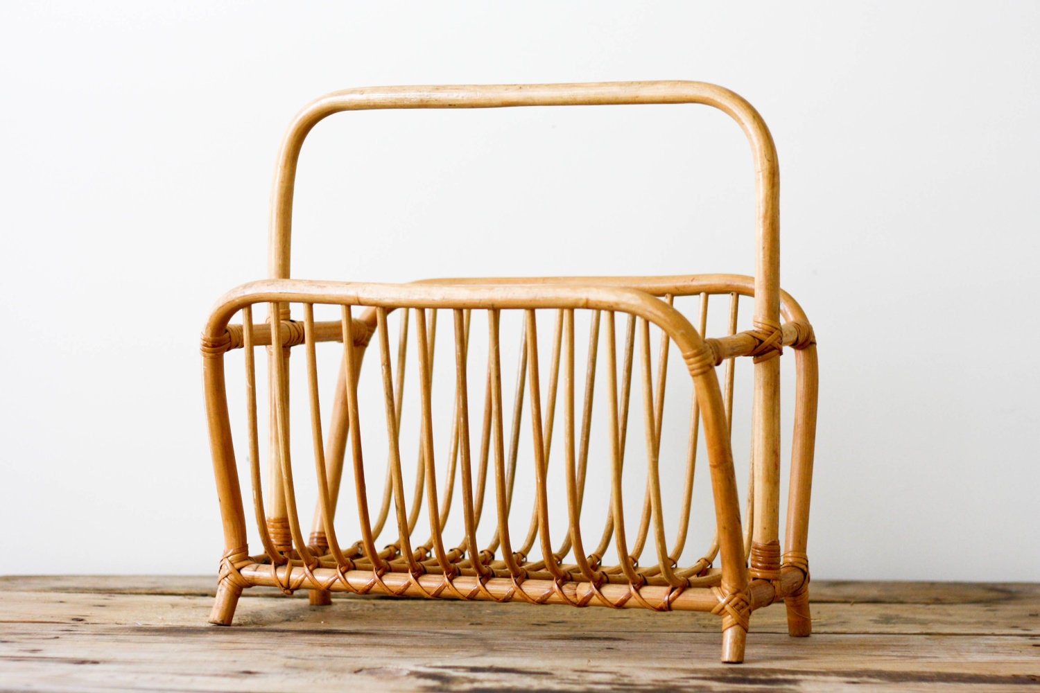 RESERVED - Vintage Rattan Magazine Rack