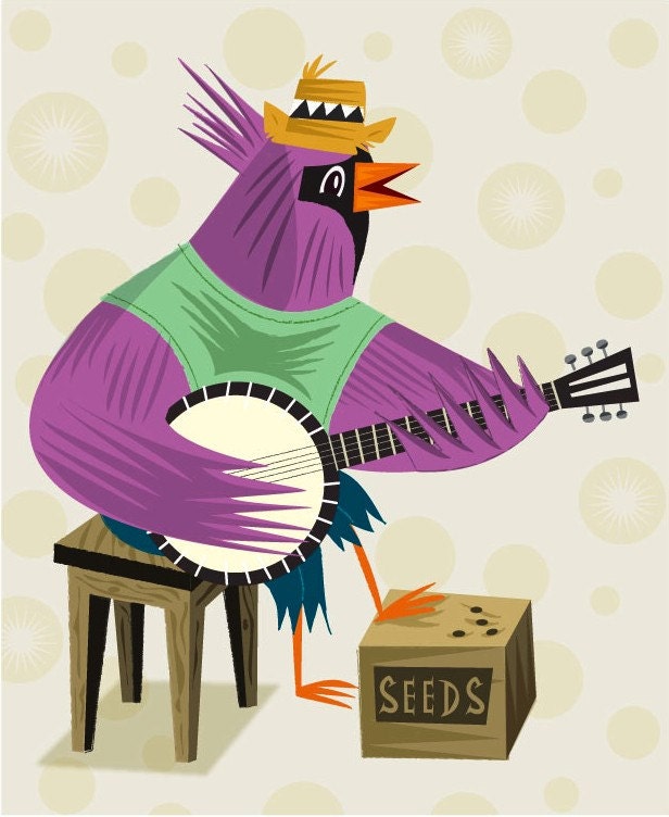 iOTA iLLUSTRATION - The Banjo Bird - Limited Edition Animal Art Print