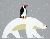 iOTA iLLUSTRATION - The Polar Bear and The Penguin - Limited Edition Animal Art Print