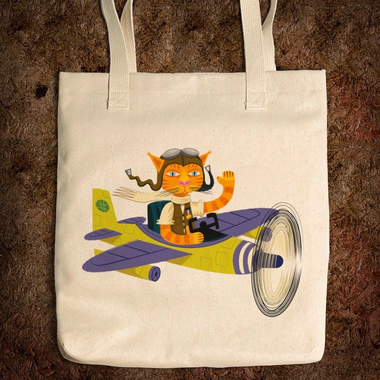 Tibbles Learns to Fly - Tote Bag - Natural Bull Denim - iOTA
