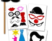 Photobooth PROPS Printables INSTANT DOWNLOAD for Wedding, Party, Mustache Bash, Princess Crown, Derby Hat, Glasses, Lips and more