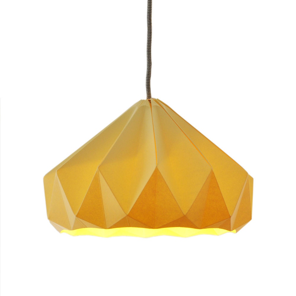 Chestnut paper origami lampshade Canary Yellow