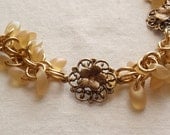 Shaggy Loops Bracelet Gold Yellow Brass Flowers Chain Maille