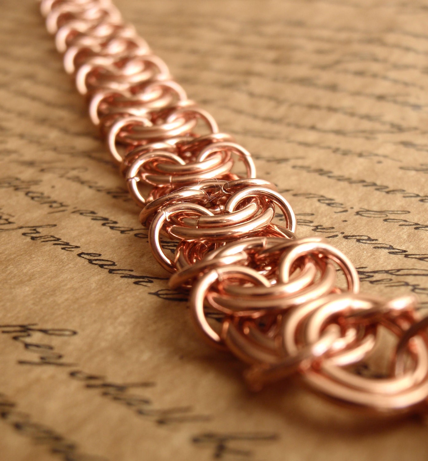 Copper Chain Maille Bracelet Vertebrae