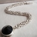 Sterling Silver Chain Maille Bracelet Black Onyx Byzantine Weave