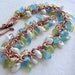 Copper Beaded Bracelet Shaggy Loops Sea Glass Colored Magatama Beads