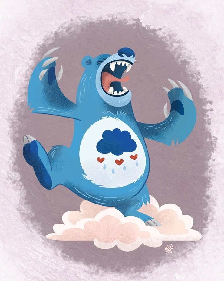 Grumpy Bear 8x10 Art Print