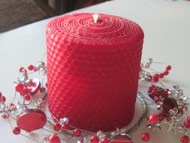 Red Beeswax Candle