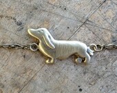 Brass Dachshund I.D Style Bracelet