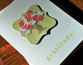 Green Cherry Blossoms "Gratitude" Handmade Blank Thank You Card