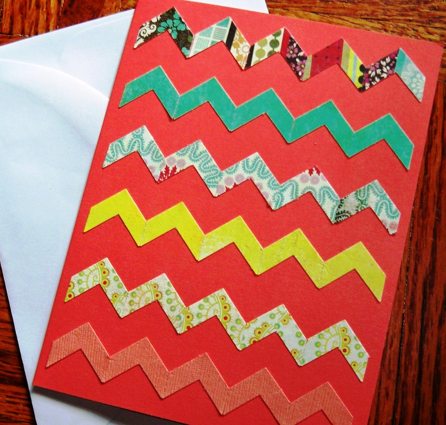 Blank Chevron Card in Persimmon Orange