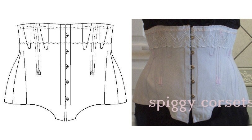 Ref B paper pattern drafted from Antique short corset 32.30 inches waist size.