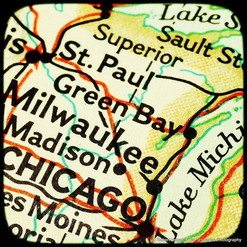 Green Bay Wisconsin - See the USA Map Art - Travel Photography, Gift Idea