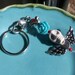 Frida Sugar Skull Pendant Keychain Rockabilly Rose and White Skull Pendant keychain
