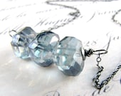 30% WINTER SALE Paraiba Blue Topaz Necklace, Nugget Trio Necklace on Oxidized Sterling Silver