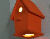 Reserved for Ashley Lauderdale- Munchkin Orange Modern Birdhouse Lamp