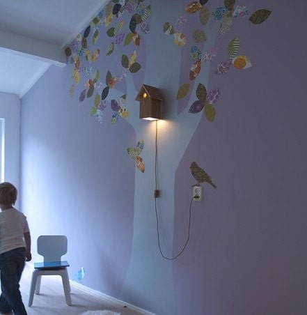 Peek-a-Boo Modern Birdhouse Lamp for Baby Nursery