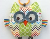 Rupert the Patchwork Owl Crinkle Toy comes with Teething Ring Link - Great Baby Boy Gift