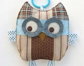 Otto the Patchwork Owl Crinkle Toy comes with Teething Ring Link - Great Baby Boy Gift