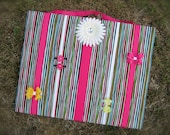 Bow Board Organizer: Pink and Bright Color Stripes with optional headband holder (16 x 20)