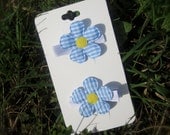 Daisy Hair Clippies: Blue, Yellow and White Plaid Daisies