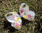 Large 4" Hair Bow: Yellow, Pink and Silver Boutique Bow