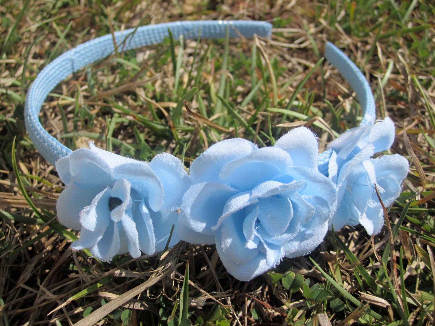 Sale - Headband: Light Blue Rose Trio - One Size