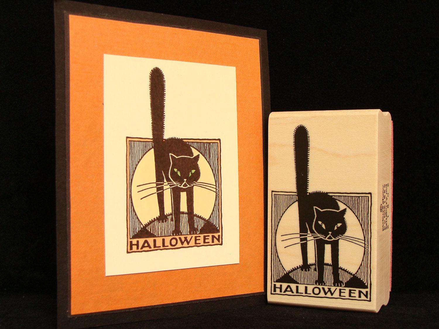 halloween rubber stamp  "halloween cat"