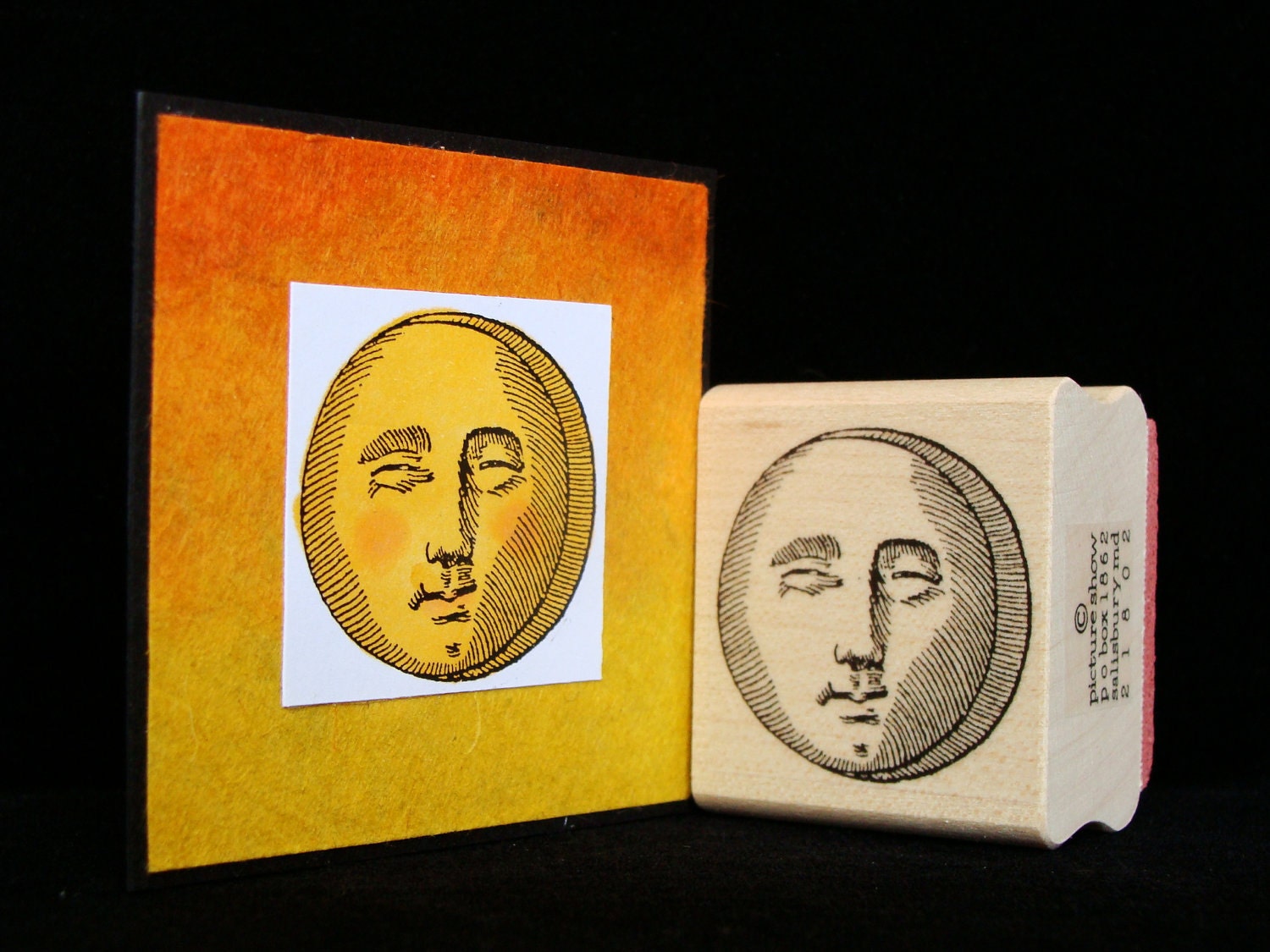 picture show rubber stamp  "sun or moon"