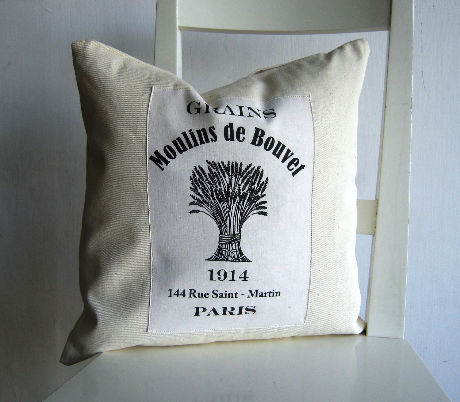 French vintage "grain sack" 16 X 16 Cusion Cover