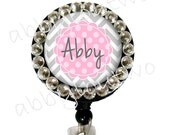 Name Badge Reel Holder Retractable ID Badge -  Bling -  Personalized with your Name