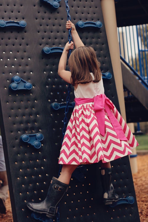 Vintage Chevron Isabella Dress for Girls -  Pink