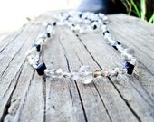 Stretchy Black Diamond and Clear Iridescent Necklace