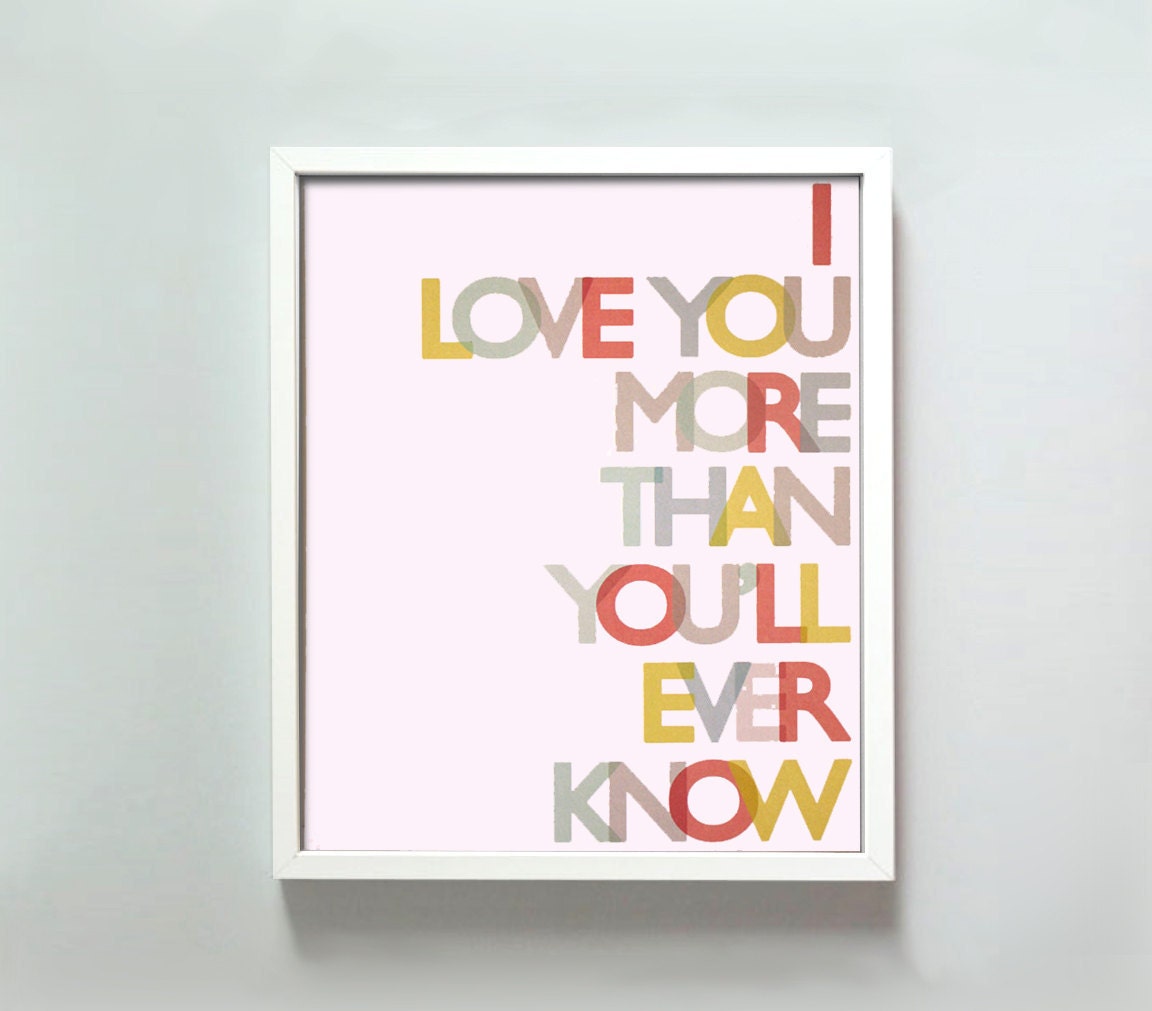 8x10 Love You More print in primary colors