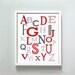 11x14 Modern Alphabet print in blues and reds