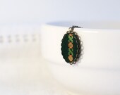Ukrainian ornament on dark green felt - hand embroidered necklace